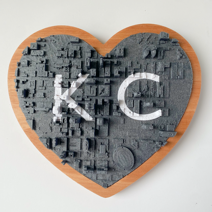 Heart-shaped KC Love | Charcoal + White