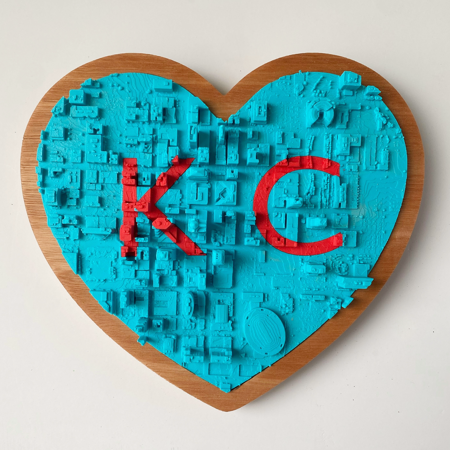 Heart-shaped KC Love | Teal + Red