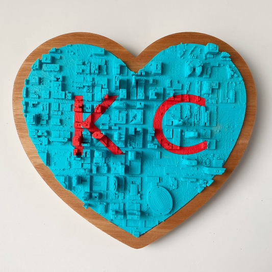 Heart-shaped KC Love | Teal + Red