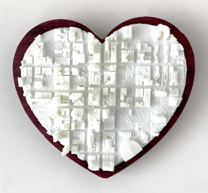 3D Kansas Cityscape in Heart-Shaped Frame