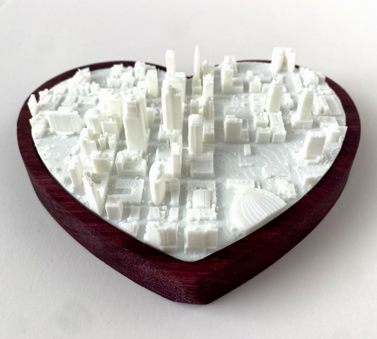 3D Kansas Cityscape in Heart-Shaped Frame